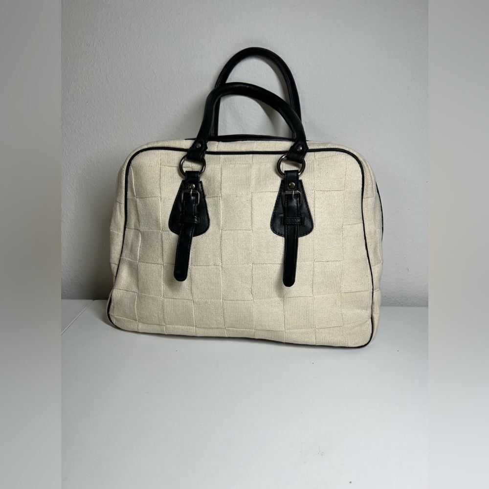 Rare Nwot Cotton Leather Bohemian Duffle Bag Made In Switzerland